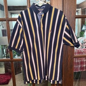 Tommy Hilfiger Striped Polo in Navy, Yellow, and White‎ Y2K Size XL